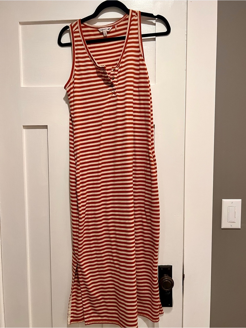Women’s Orange and White Striped Sleeveless Maxi Dress